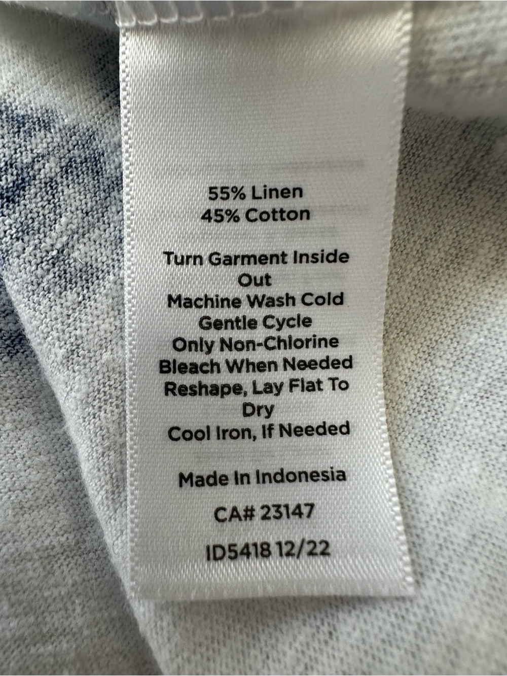 Talbots Blue White Tie Dye Stripe Linen Cotton Top Size Medium Ruched Sleeve - Picture 6 of 6